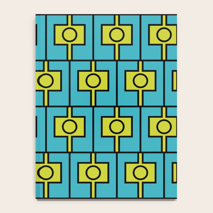 Mid Century Modern Rektangel Geometric Pattern in Turquoise and Lime Notebook Gallery Image 4
