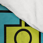 Mid Century Modern Rektangel Geometric Pattern in Turquoise and Lime Comforter Gallery Image 4