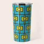 Mid Century Modern Rektangel Geometric Pattern in Turquoise and Lime Travel Mug Gallery Image 1