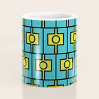 Mid Century Modern Rektangel Geometric Pattern in Turquoise and Lime Coffee Mug Gallery Image 4