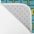 Mid Century Modern Rektangel Geometric Pattern in Turquoise and Lime Bath Mat Gallery Image 2