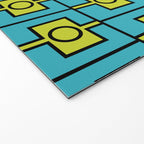 Mid Century Modern Rektangel Geometric Pattern in Turquoise and Lime Welcome Mat Gallery Image 2