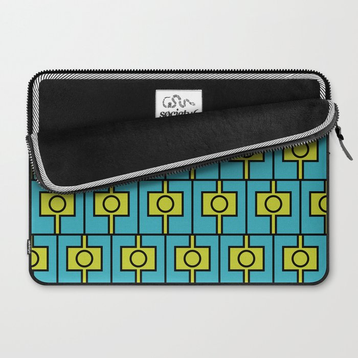 Mid Century Modern Rektangel Geometric Pattern in Turquoise and Lime Laptop Sleeve Gallery Image 2