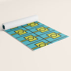 Mid Century Modern Rektangel Geometric Pattern in Turquoise and Lime Yoga Mat Gallery Image 2