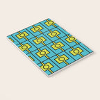 Mid Century Modern Rektangel Geometric Pattern in Turquoise and Lime Notebook Gallery Image 3