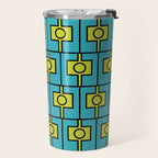 Mid Century Modern Rektangel Geometric Pattern in Turquoise and Lime Travel Mug Gallery Image 2