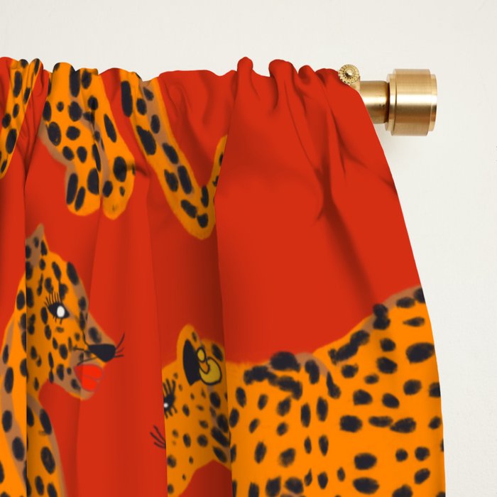 Abstract modern cats with red lips and earnings  Window Curtain Gallery Image 2