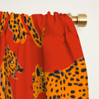 Abstract modern cats with red lips and earnings  Window Curtain Gallery Image 2