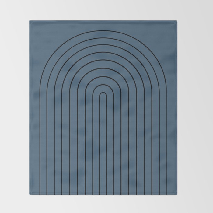 Minimal Arch XLIV Navy Blue Modern Geometric Lines Throw Blanket Gallery Image 2