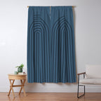 Minimal Arch XLIV Navy Blue Modern Geometric Lines Window Curtain Gallery Image 5