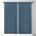 Minimal Arch XLIV Navy Blue Modern Geometric Lines Window Curtain Gallery Image 5