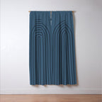 Minimal Arch XLIV Navy Blue Modern Geometric Lines Window Curtain Gallery Image 3