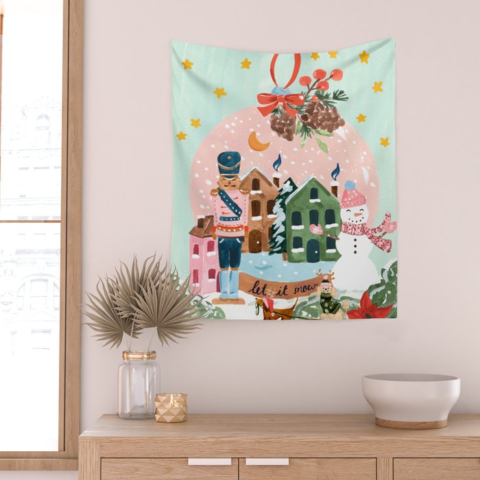 Christmas Snow Globe Wall Tapestry Gallery Image 2