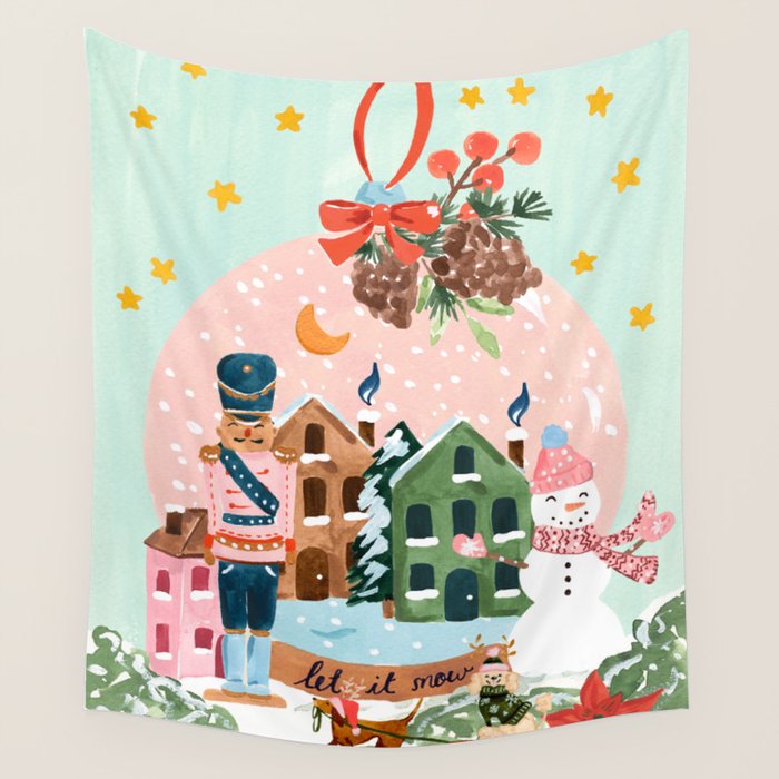 Christmas Snow Globe Wall Tapestry Gallery Image 4