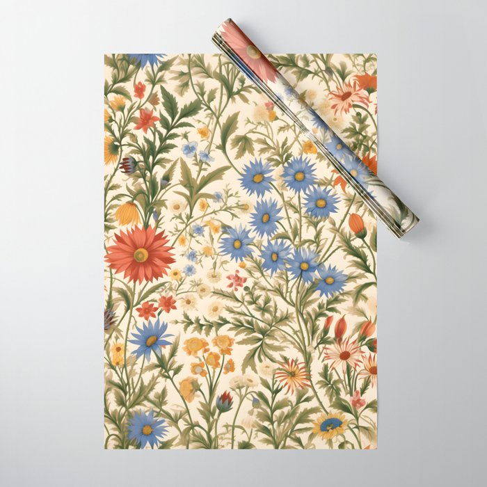 Countryside Bloom Arcane Floral Garden Wrapping Paper Gallery Image 1
