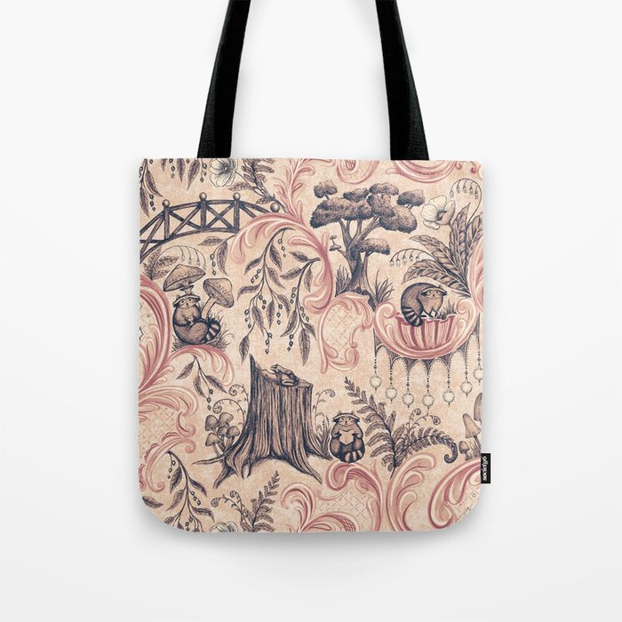 Fairytale Forest Raccoons - pink Tote Bag Gallery Image 1
