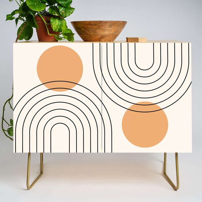 Mid Century Modern Geometric 61 (Rainbow and Sun Abstraction) Credenza Gallery Image 1