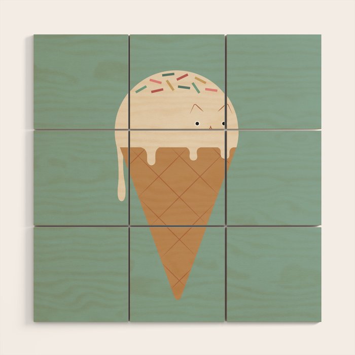 Ice Cream Cat Wood Wall Art Gallery Image 1