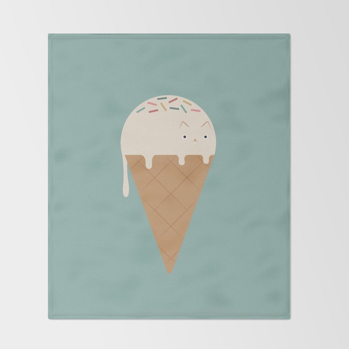Ice Cream Cat Throw Blanket Gallery Image 2