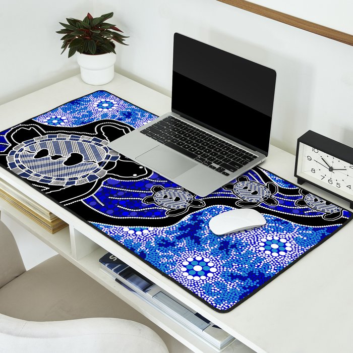 Authentic Aboriginal Art - Baby Sea Turtles Desk Mat Gallery Image 2