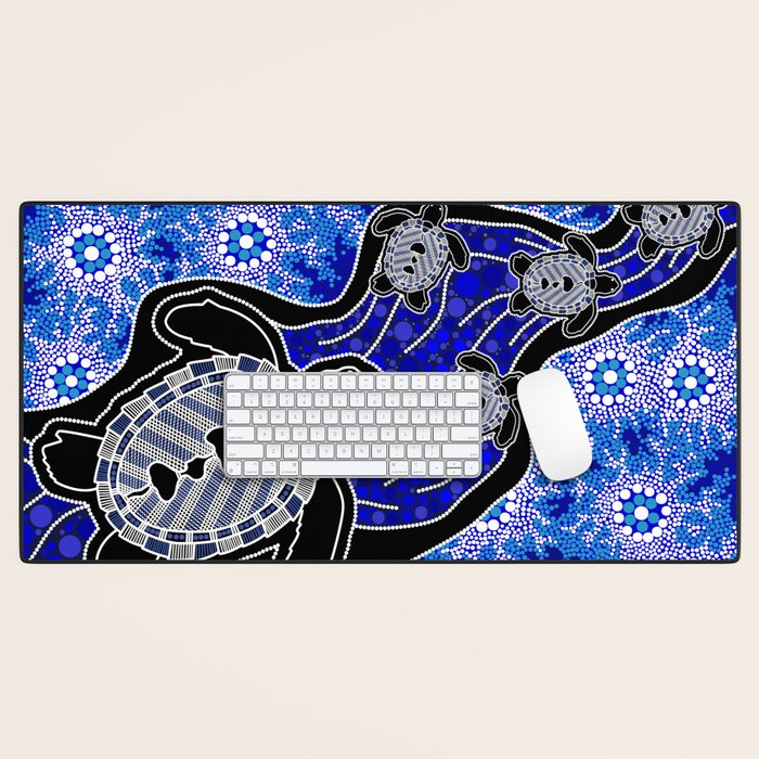 Authentic Aboriginal Art - Baby Sea Turtles Desk Mat Gallery Image 1