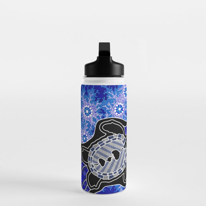 Authentic Aboriginal Art - Baby Sea Turtles Water Bottle Gallery Image 3