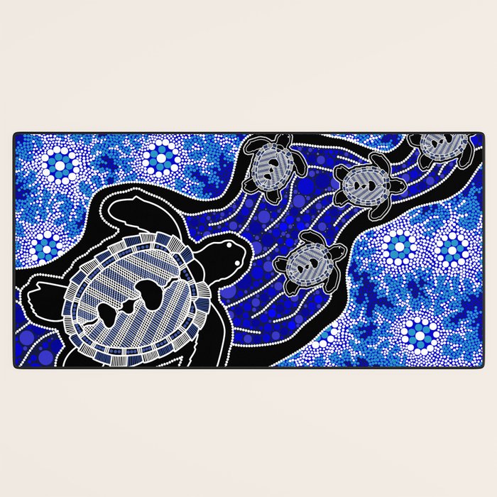 Authentic Aboriginal Art - Baby Sea Turtles Desk Mat Gallery Image 3
