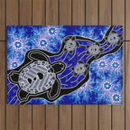 Authentic Aboriginal Art - Baby Sea Turtles Outdoor Rug Gallery Image 1