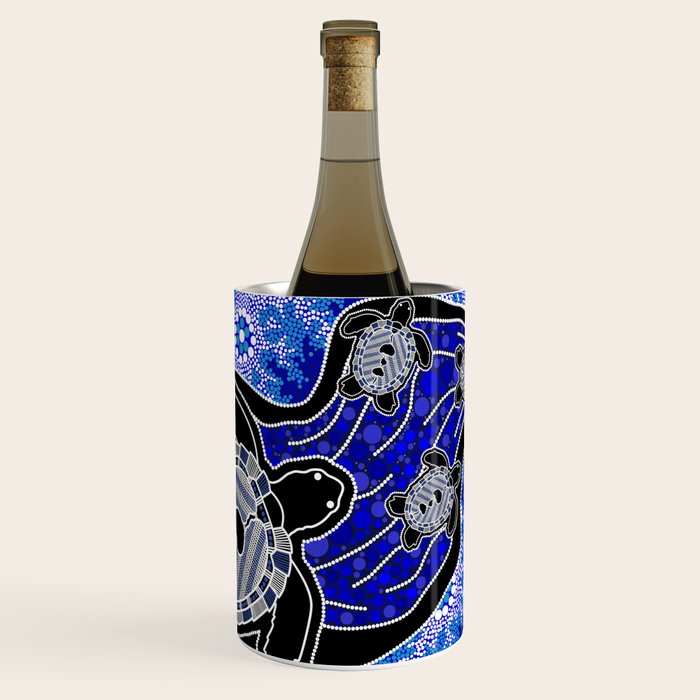 Authentic Aboriginal Art - Baby Sea Turtles Wine Chiller Gallery Image 1