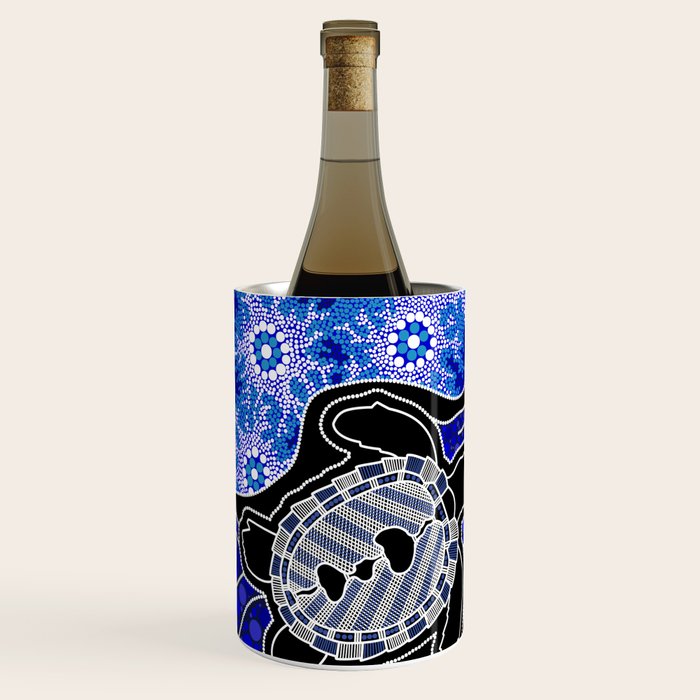 Authentic Aboriginal Art - Baby Sea Turtles Wine Chiller Gallery Image 2