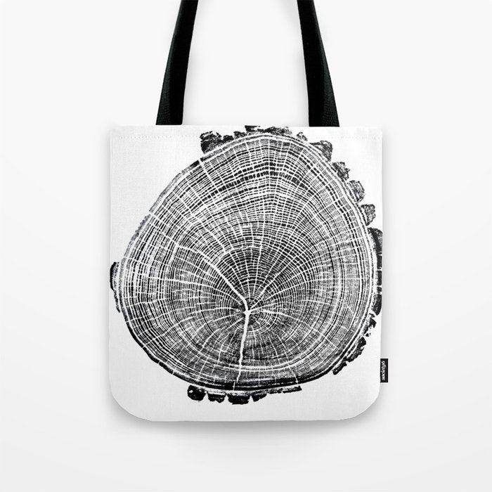 Eastern Ash - Tree ring ink woodblock print Tote Bag Gallery Image 1