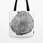 Eastern Ash - Tree ring ink woodblock print Tote Bag Gallery Image 1