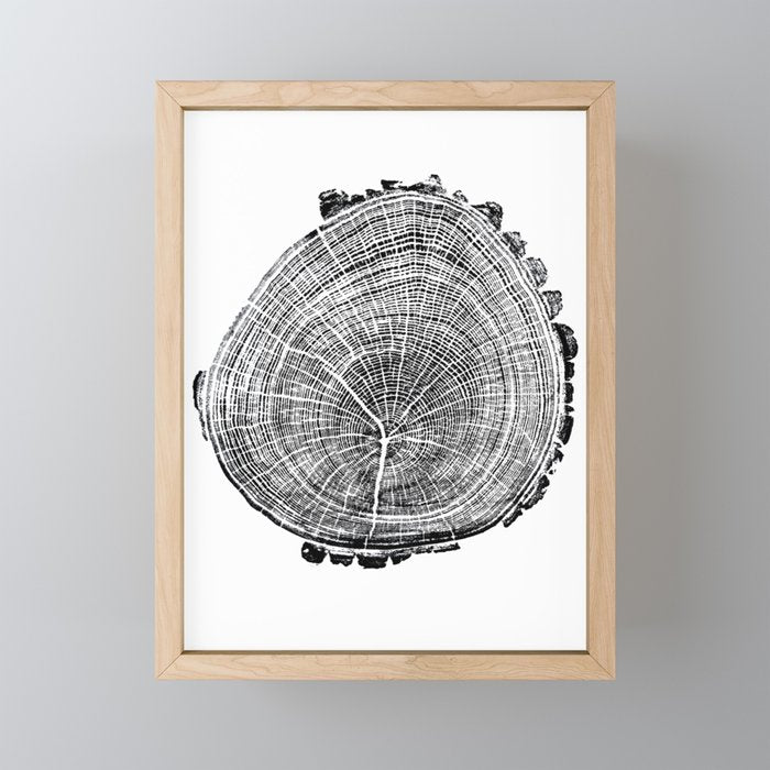 Eastern Ash - Tree ring ink woodblock print Mini Art Print Gallery Image 1
