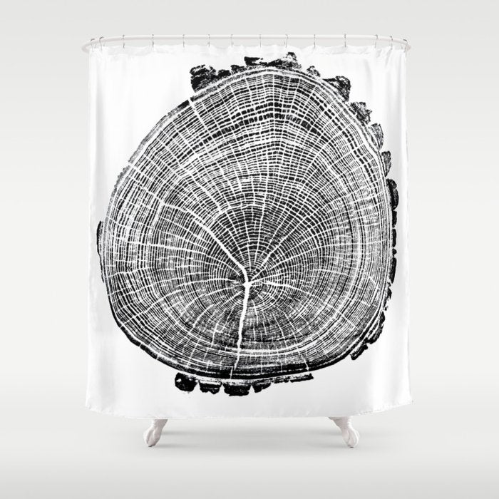 Eastern Ash - Tree ring ink woodblock print Shower Curtain Gallery Image 1