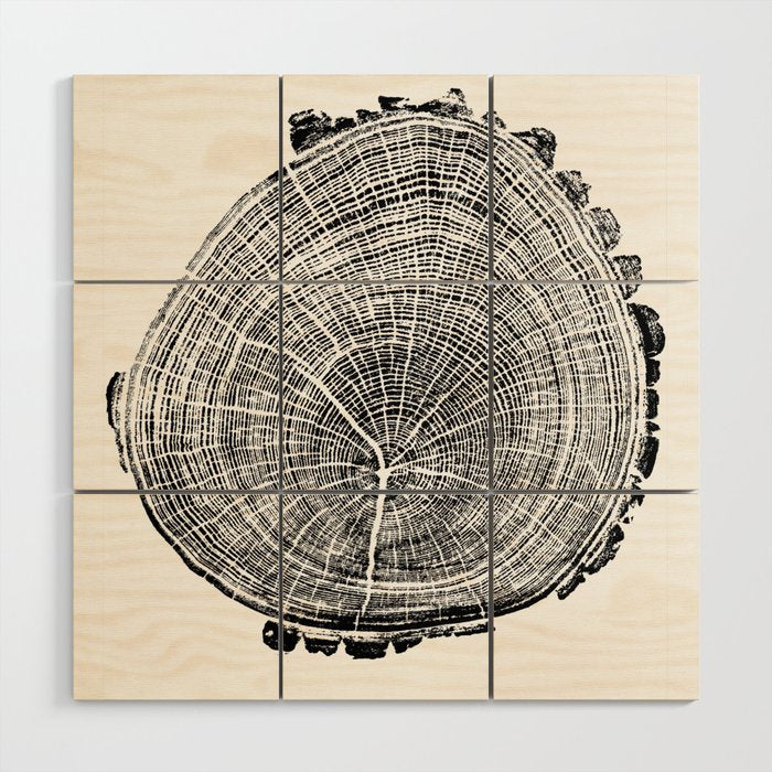 Eastern Ash - Tree ring ink woodblock print Wood Wall Art Gallery Image 1