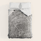 Eastern Ash - Tree ring ink woodblock print Duvet Cover Gallery Image 6