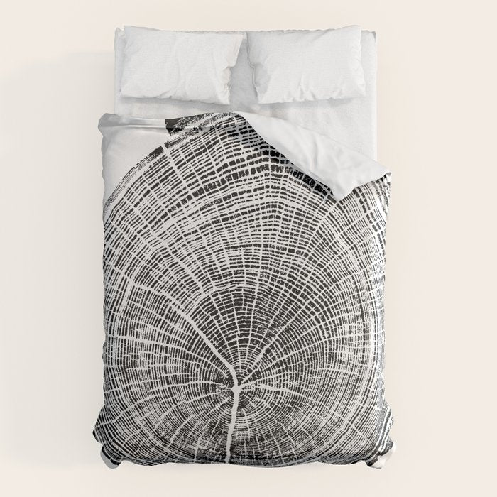Eastern Ash - Tree ring ink woodblock print Duvet Cover Gallery Image 6