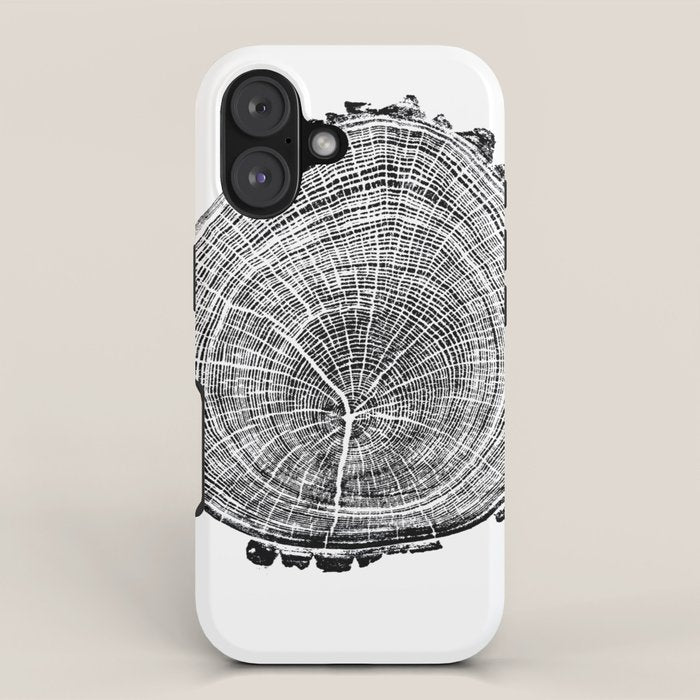 Eastern Ash - Tree ring ink woodblock print iPhone Case Gallery Image 1
