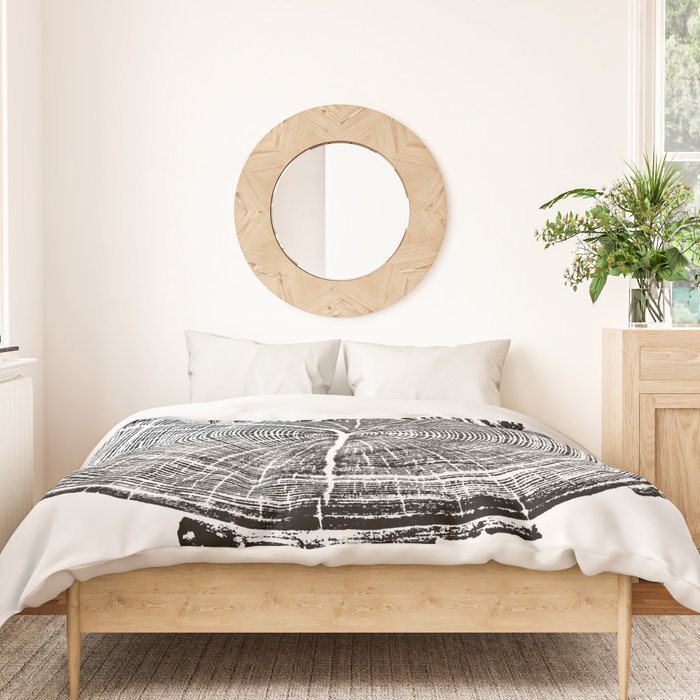 Eastern Ash - Tree ring ink woodblock print Duvet Cover Gallery Image 3