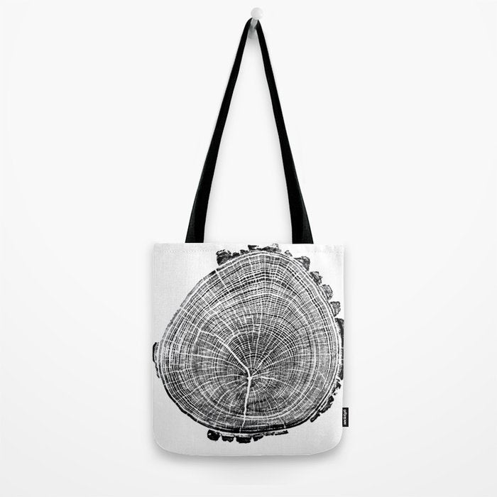 Eastern Ash - Tree ring ink woodblock print Tote Bag Gallery Image 2