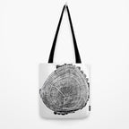 Eastern Ash - Tree ring ink woodblock print Tote Bag Gallery Image 2