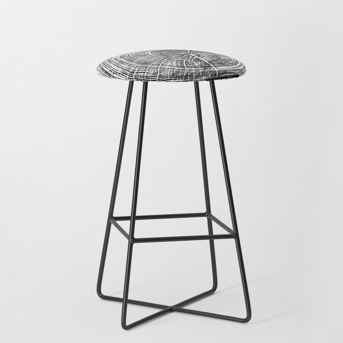 Eastern Ash - Tree ring ink woodblock print Stool Gallery Image 1
