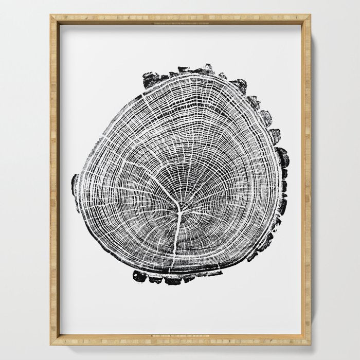 Eastern Ash - Tree ring ink woodblock print Serving Tray Gallery Image 1