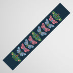 Folk Floral Moths and Butterflies Blue Table Runner Gallery Image 3