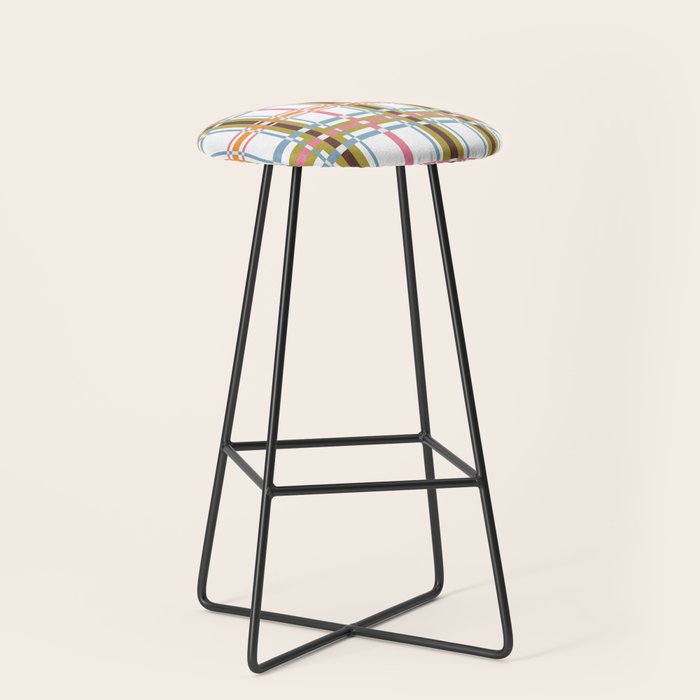 Bold Crosshatch Colorful Stool Gallery Image 1