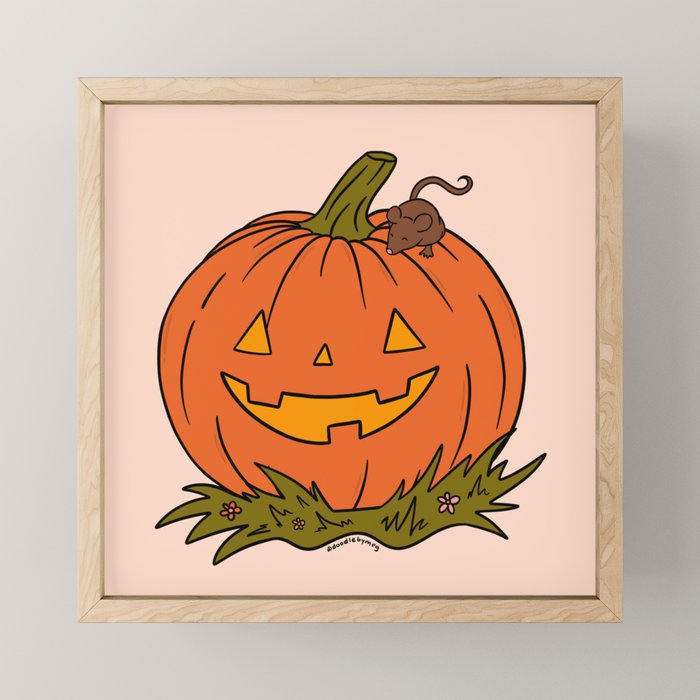 Pumpkin and Mouse Mini Art Print Gallery Image 1