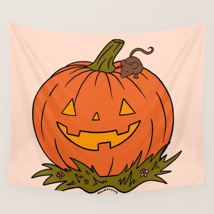 Pumpkin and Mouse Wall Tapestry Gallery Image 1
