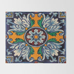 Mandala mexican talavera tile ceramic mosaic Throw Blanket Gallery Image 2