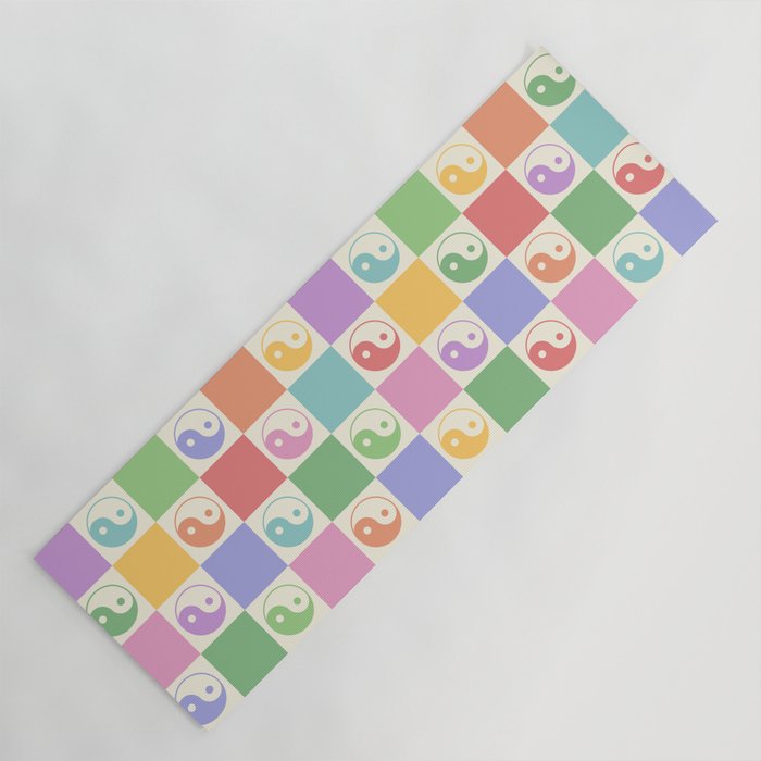 Colorful Yin Yang Checkered Pattern Yoga Mat Gallery Image 1