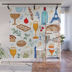 Paris Things, Travel Hand Drawn Doodles Sketch, Summer Vacation Colorful Bohemian Wall Mural Gallery Image 1